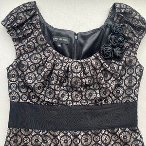 Black Lace Jones New York Cap Sleeve Shift Dress Size 6